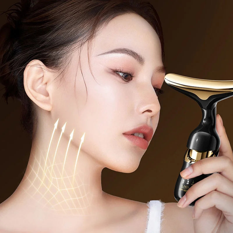 Face Massager 3 In 1 Neck Facial Eye Massage Introducer Microcurrent Skin Rejuvenation Anti Aging Beauty Device Beauty Tools Good Vibrations Adult Super Store