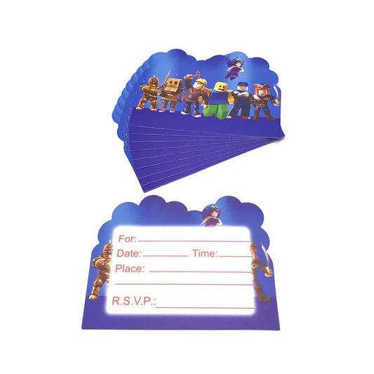 10pcs Roblox Invitation Cards Birthday Party Decoration Supplies Card Single-Page Type Event Paper Cards Kids Boys Favors Party Good Vibrations