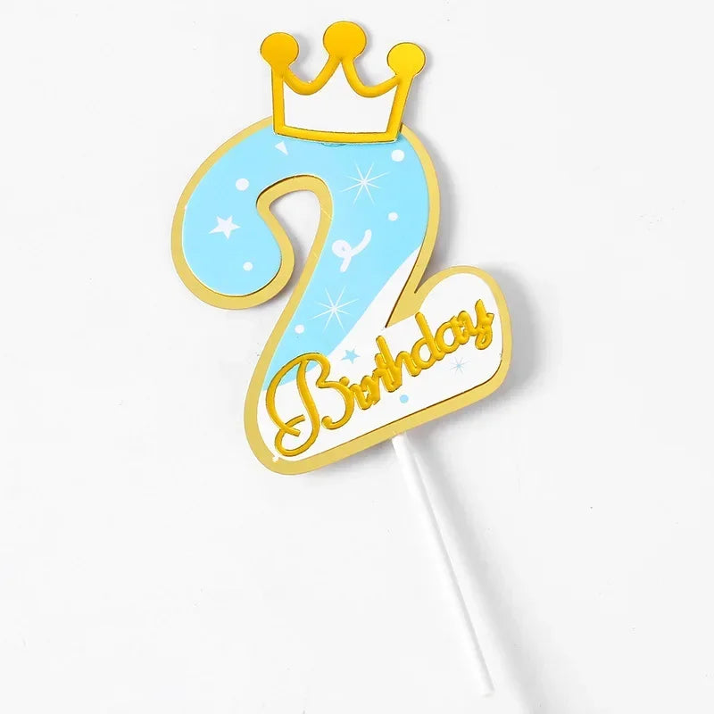New Digital Decoration Happy Birthday Number Cake Insertion 0 1 2 3 4 5 6 7 8 9 Cake Topper Girls Boys Baby Party Supplies Decor Good Vibrations