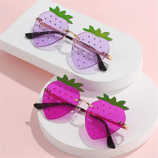 Unique Colorful Strawberry Sunglasses for Women Men Festival Party Rave Sun Glasses Christmas Decorations Street Snap Eyewear Good Vibrations
