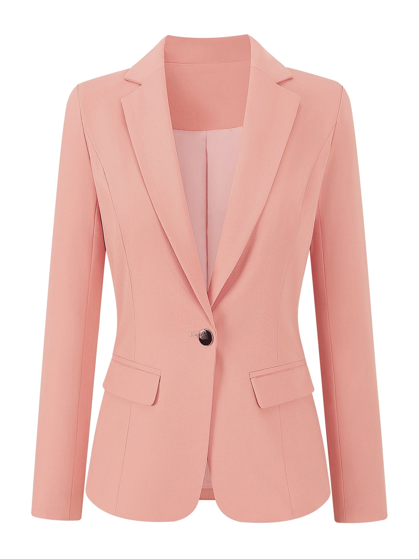 Women's Casual Elegant Jacket Blazer, Design Stitching Sleeves Buttoned and Double Pockets Fine Jackets ,Suitable All Seasons