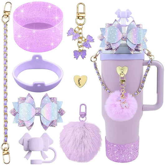 Bling Stanley Cup Accessories For 40oz & 30oz Tumbler Including Silicone Cute Bow Straw Topper Cover, Silicone Stanley Cup Boot Good Vibrations Adult Super Store