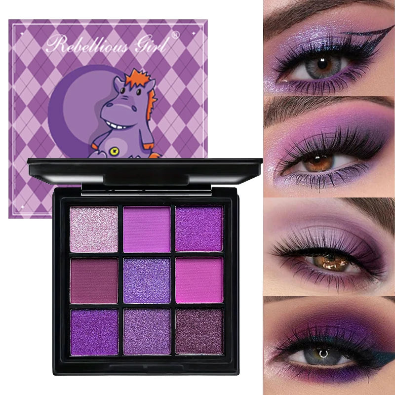 9-Grid Eye Shadow Palette Make-up for Women Glitter Pearlescent Matte Eyeshadow Cosmetics Shimmer Long Lasting Makeup Products Good Vibrations