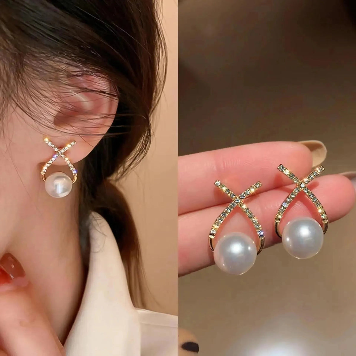 925 Silver Needle Korean Fashion Zircon Geometric Earrings For Women Jewelry 2026 Trending Luxury Crystal Cross Stud Earrings Good Vibrations