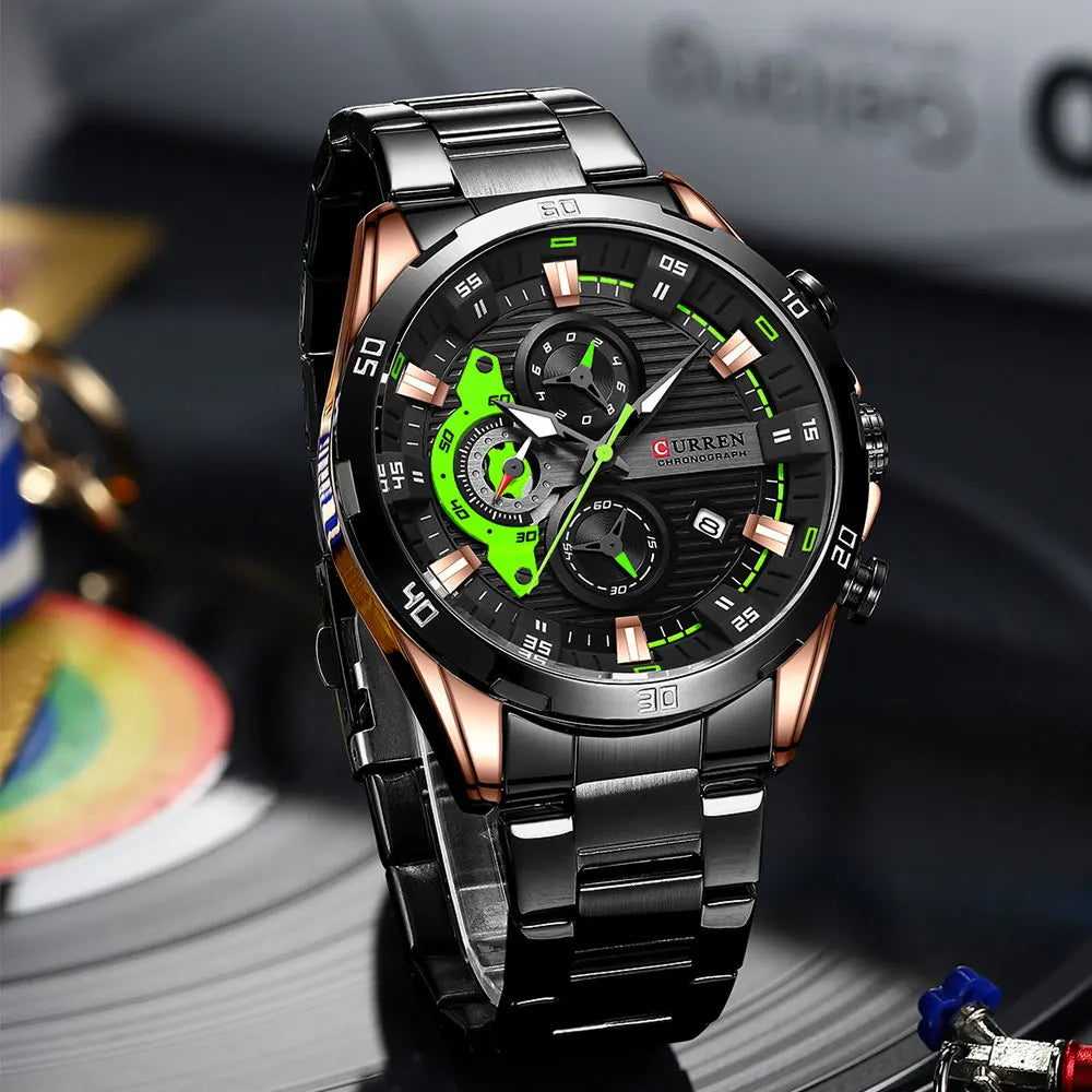 Watches For Men CURREN Man WristWatch Waterproof Chronograph Men Watch Military Top Brand Luxury StainlessSteel Sport Male Clock Good Vibrations