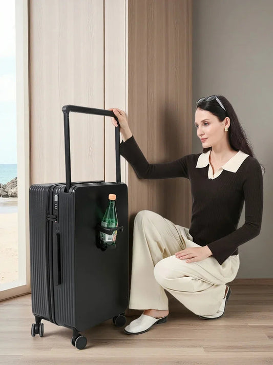 20+14"24+14" Luggage Set with USB & Cup Holder TSA Lock 360° Wheels Side-standing foot hook PC+ABS Suitcase Foldable Travel case Good Vibrations