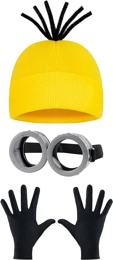 Halloween Party Minion Costumes Little Yellow Man Cosplay Movie Cartoon Funny Dress Up Magical Thief Dad Gray Striped Scarf Good Vibrations