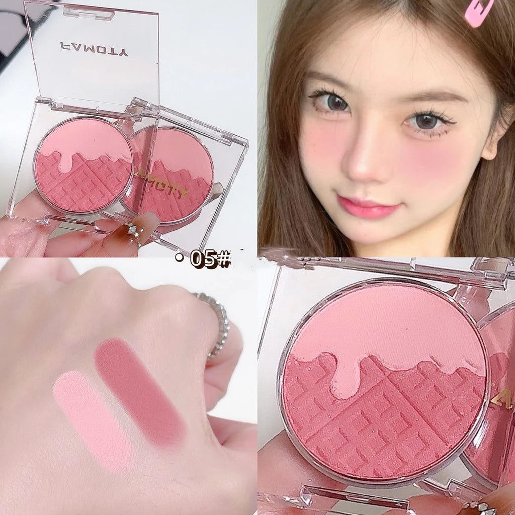 Monochrome Blush Palette, Powder Palette Multi-Colored Blush Powder Blushing Rose, Matte, Bold, Lightweight, Blends Easily Good Vibrations
