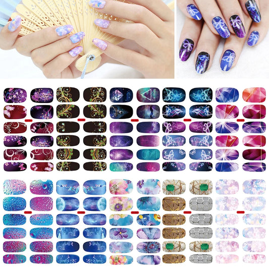 10 Sheets Beautifully Nail Stickers Self-Adhesive Lasting Nail Polish Stickers DIY Nail Art Decals Colorful Nail Accessories Good Vibrations