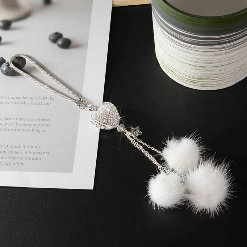 Fashion Diamond Car Accessorie Bling Hairball Pendant Auto Rearview Mirror Pendant Birthday Gift Auto Decoraction Ornaments Good Vibrations