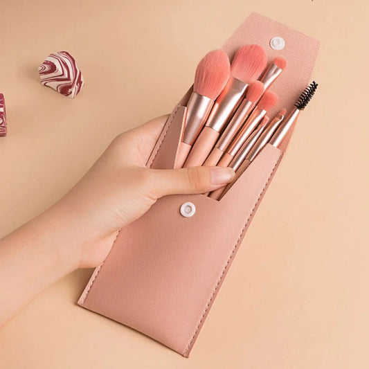 Mini Brush 8-Piece Makeup Bag Portable concealer powder brush set soft fur make-up tool Good Vibrations