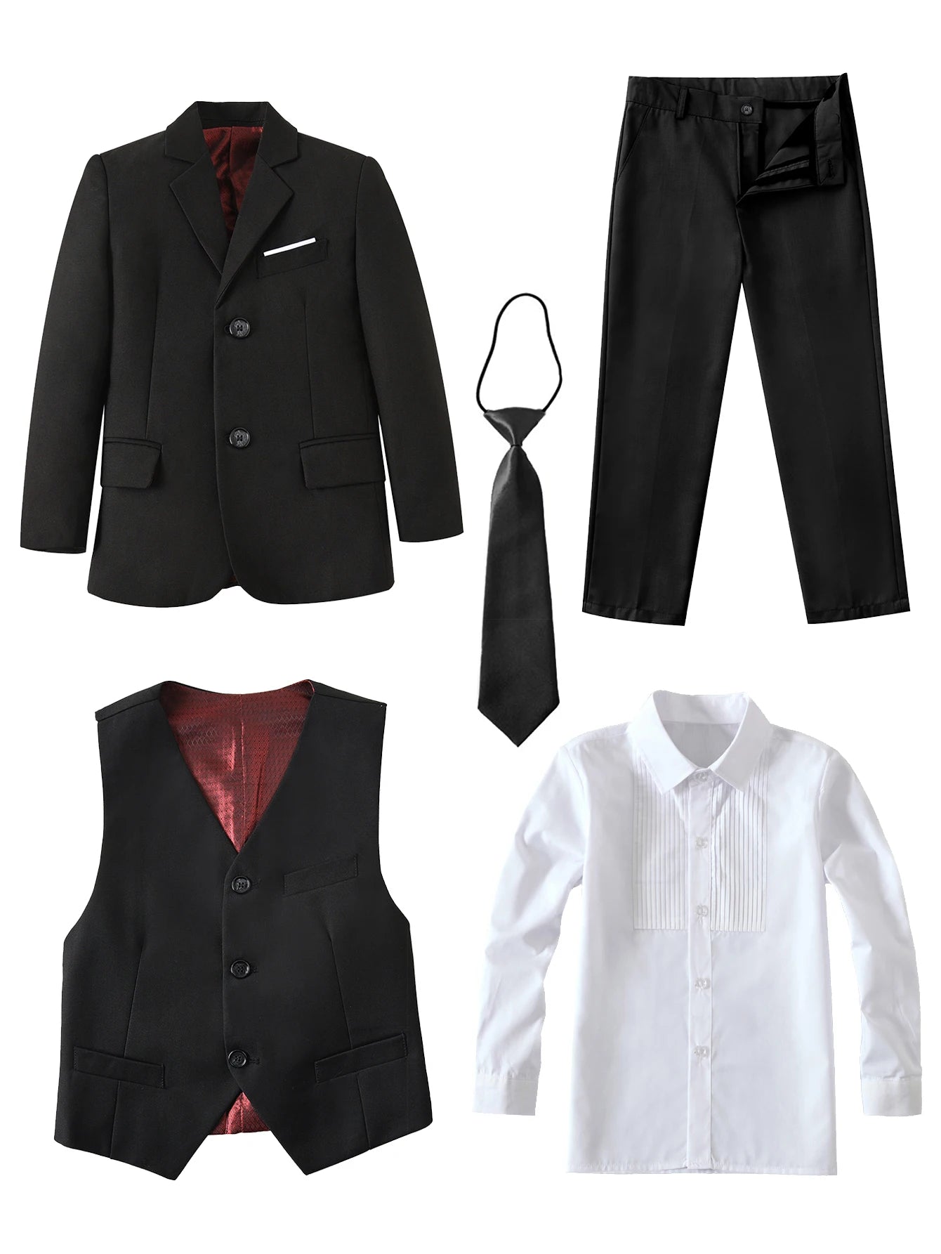 Boys Suits Colorful Formal Suits 5 Piece Slim Fit Dresswear Suit Set School Uniforms Good Vibrations