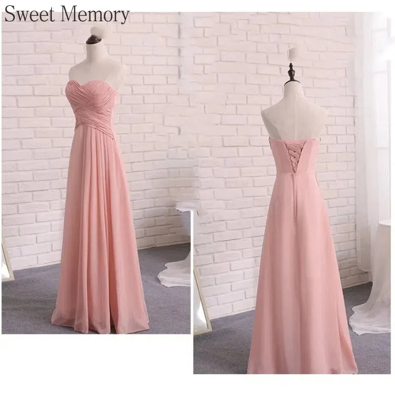 Customized Chiffon Dusty Pink Bridesmaid Dress Wedding Party Gowns Sweet Memory Bride Robes Formal Gowns For Long Prom Dresses