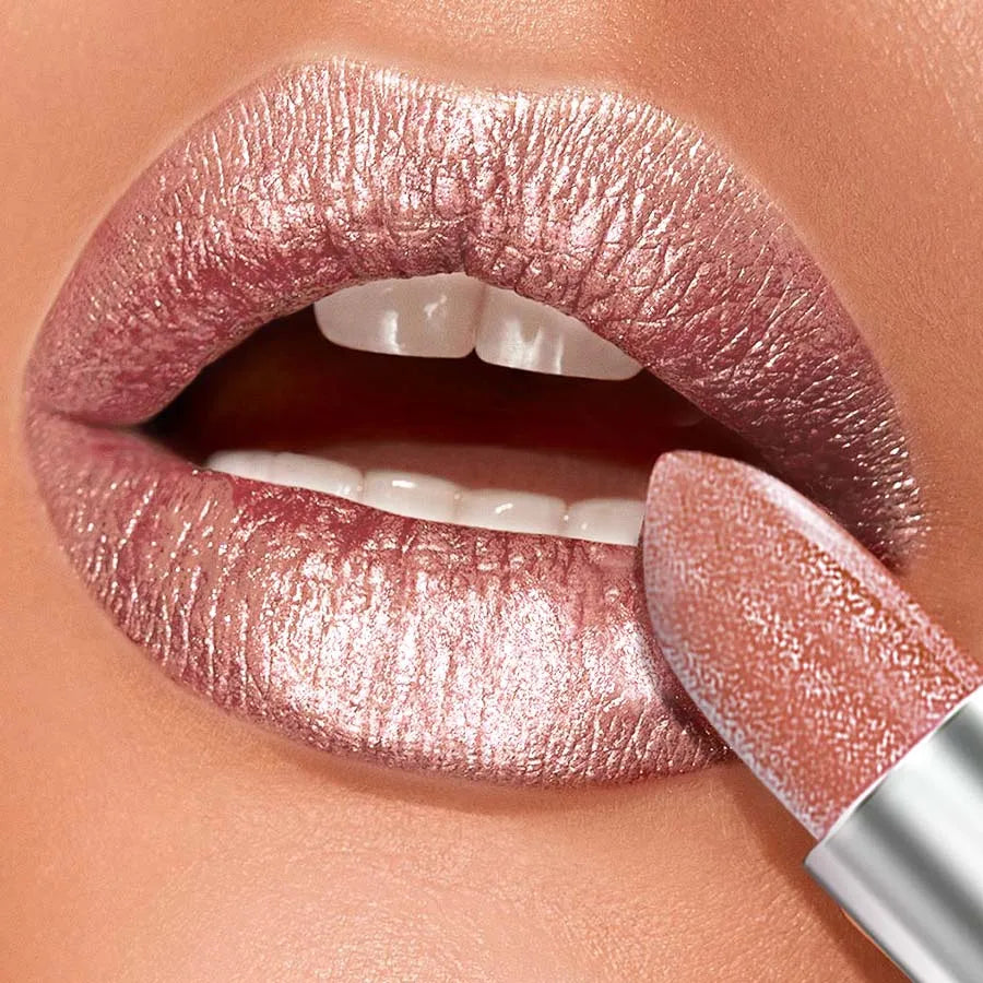1PC Metallic Lipstick Longlasting Glitter Lip Glaze Waterproof Moisturize Red Luminous liptint Shimmer Shiny Lipgloss Makeup Good Vibrations