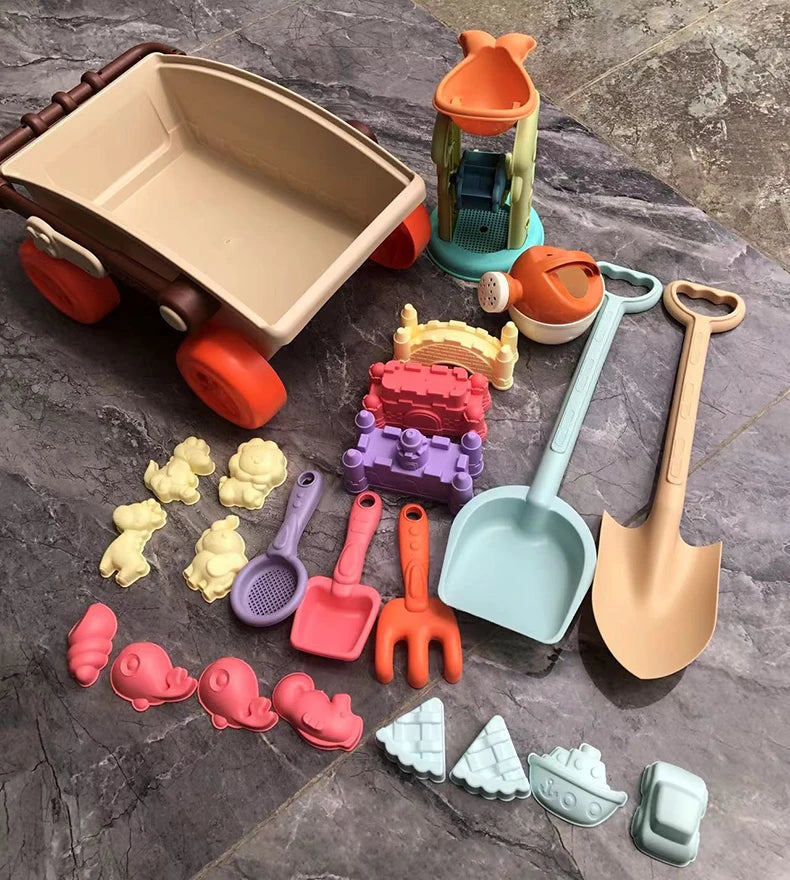 Kid Trolley Beach Play Toy Sandbox Shovel Animal Molds Beach Accessories Dig Sand Toy Outdoor Seaside Water Game Kid Fun Gift Good Vibrations