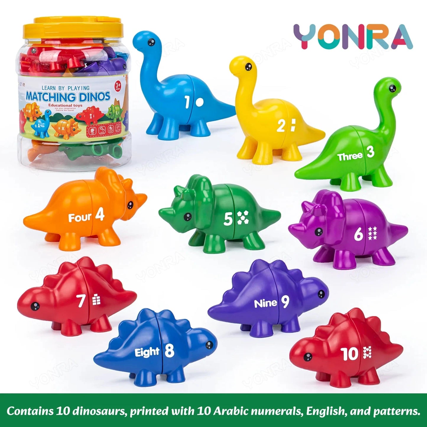 Matching Dinosaur Toy With storage bucket Montessori Toys for Kids Counting Learning Toys for Toddlers Children Development Game Good Vibrations