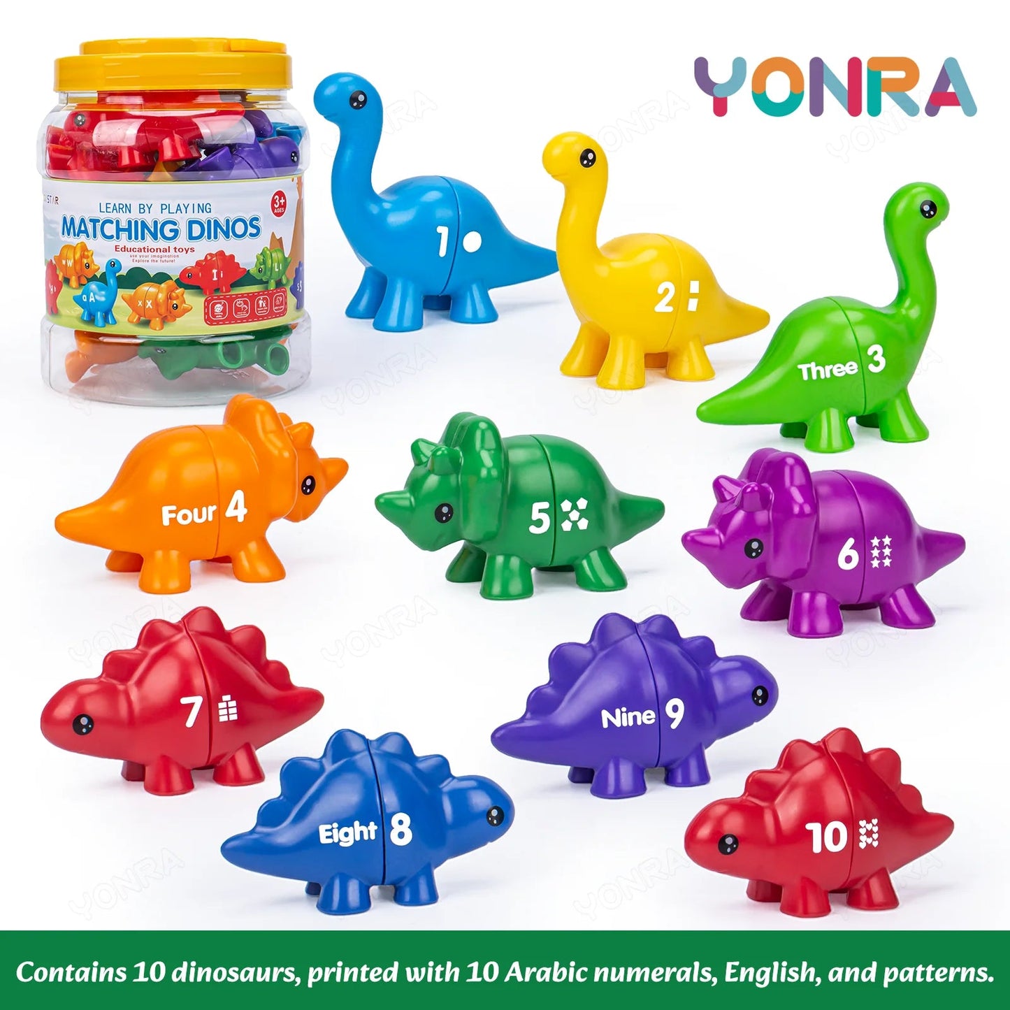 Matching Dinosaur Toy With storage bucket Montessori Toys for Kids Counting Learning Toys for Toddlers Children Development Game Good Vibrations
