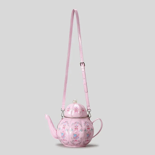 Handbags with teapot design with creative vintage print for women shoulder bag with pearl chains designer luxury shoulder strap Good Vibrations