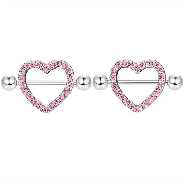 Pink Devil Nipple Piercing Jewelry Set Heart Crystal Nipple Rings Bulk Shiny Butterfly Nipple Barbell Dangle Lot Piercing Pezon