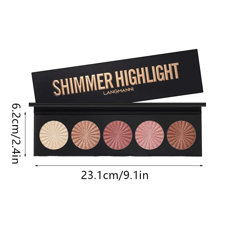Highlighting and Contouring Palette 5 Colours All-in-One Makeup Palette Stereoscopic Natural Highlighting Makeup Palette Good Vibrations