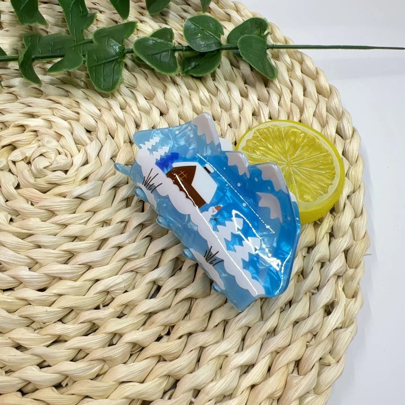 1pc Spring, Summer, Autumn, Winter Four Seasons Graffiti Claw Clip Women's Shark Clip New Rear Occipital Hair Clip Headwea Good Vibrations