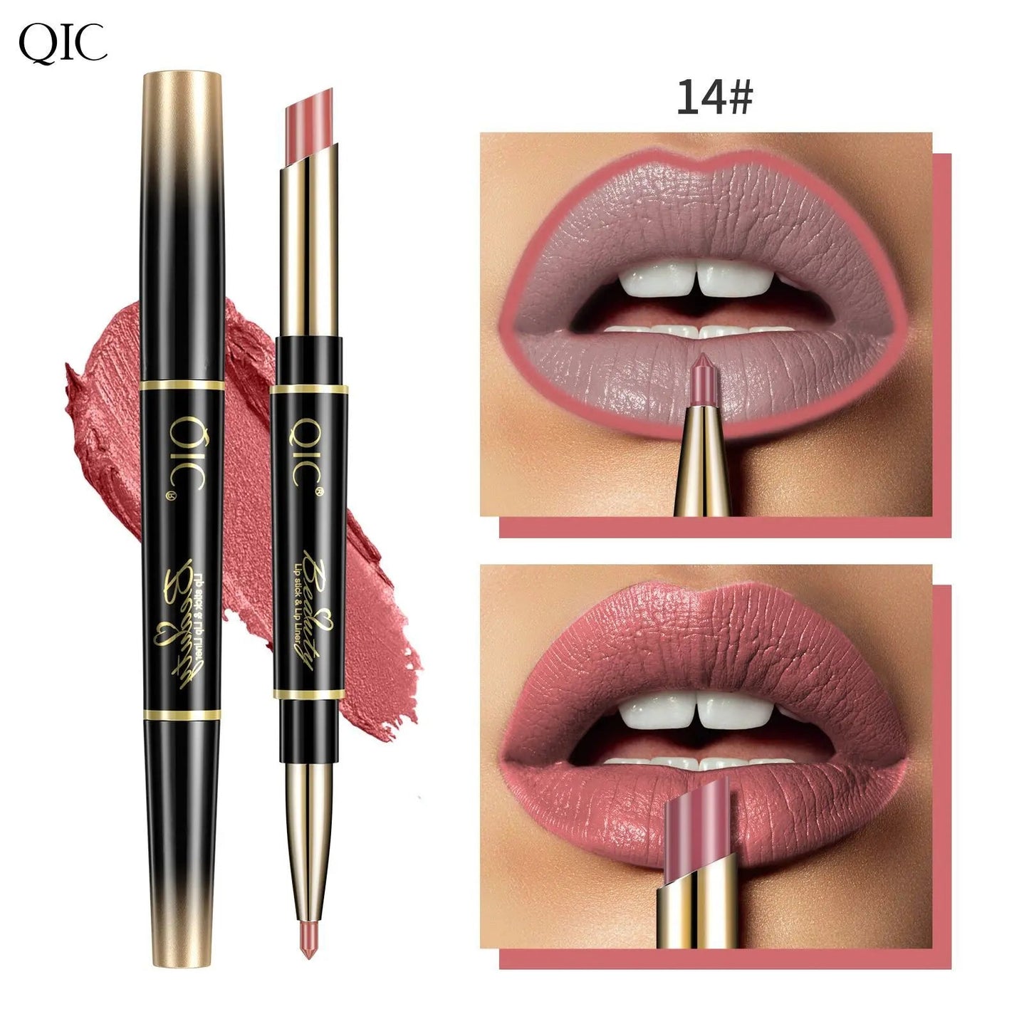 2 IN 1 Lip Liner Waterproof Nude Matte Lipstick Pencil Sexy Red Long Lasting Double Ended Lipliner Makeup Cosmetics For Women Good Vibrations
