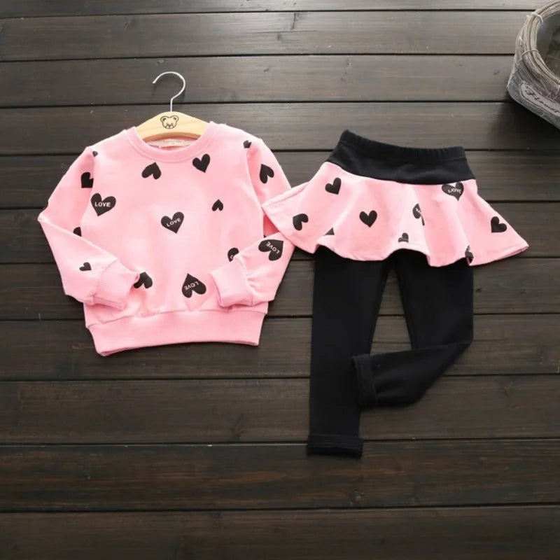 Toddler Girls Clothing Sets Autumn spring Children Girls Clothes T Shirt Skirt Legging Pants Outfits Kids Girls Sport Suit Good Vibrations