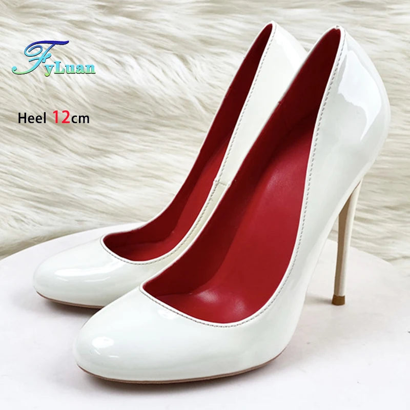 10CM 12CM Woman Stiletto Heels Fashion Round Toe Leather Women Shoes Spring Autumn Black Super High Heel Work Shoes Female Pumps Good Vibrations