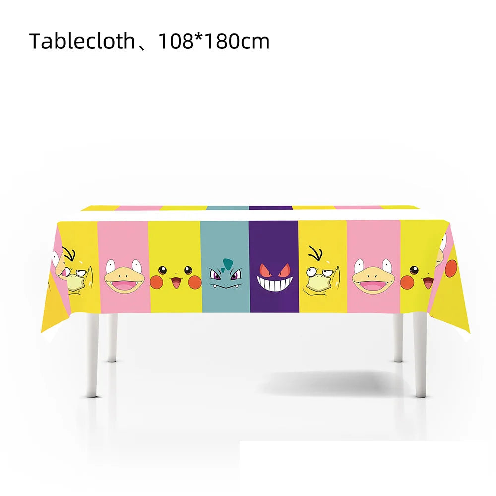 Pokemon Birthday Party Disposable Party Plates Pikachu Theme Tablecloth Character Balloon Birthday Decoration Baby Shower Suppli Good Vibrations