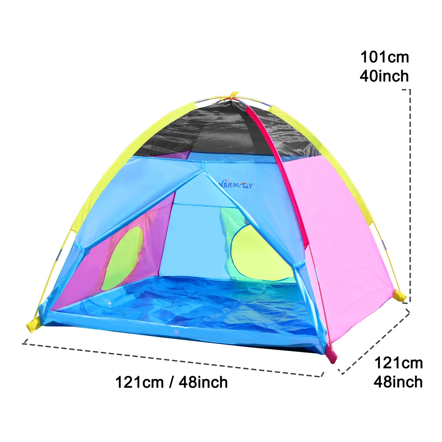 Kids Play Tent Indoor Outdoor Playhouse Tents for Boys And Girls Children's Game Center with Mesh Top & Tunnel Doors Good Vibrations