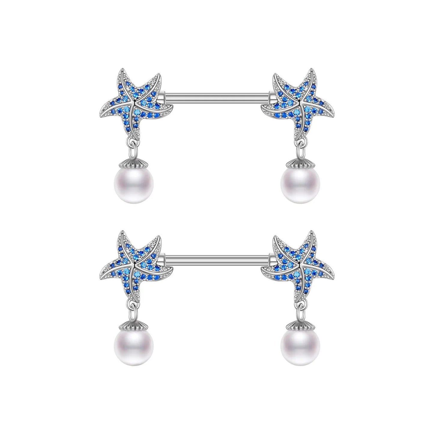 2pcs Steel Bear Dangled Zircon Nipple Piercing Sexy Breast Cover for Women Fashion Starfish Heart Shield Bar Barbell Nipple Ring Good Vibrations Adult Super Store