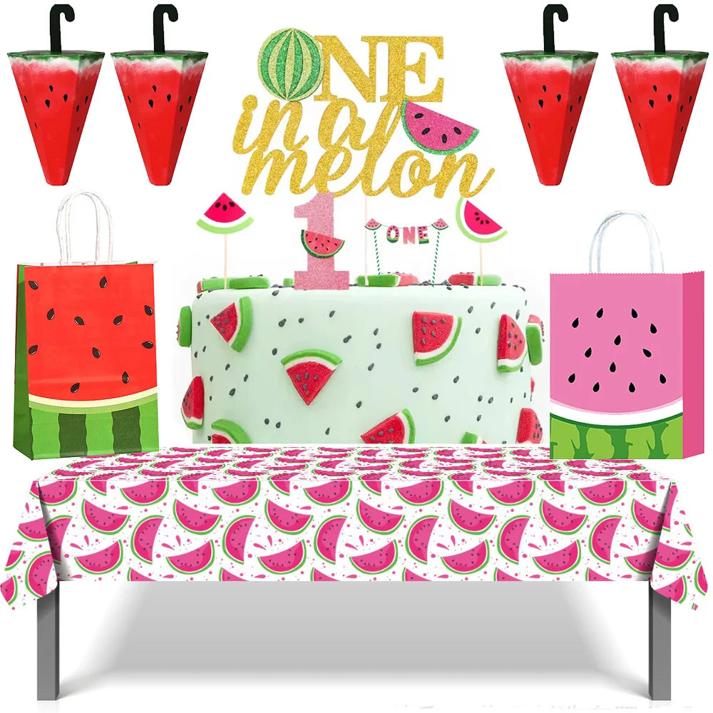 One in a Melon Cupcake Topper Baby Kids 1st Birthday Party Cake Decor Watermelon Themed Party Supplies Baby Shower Girl Birthday Good Vibrations