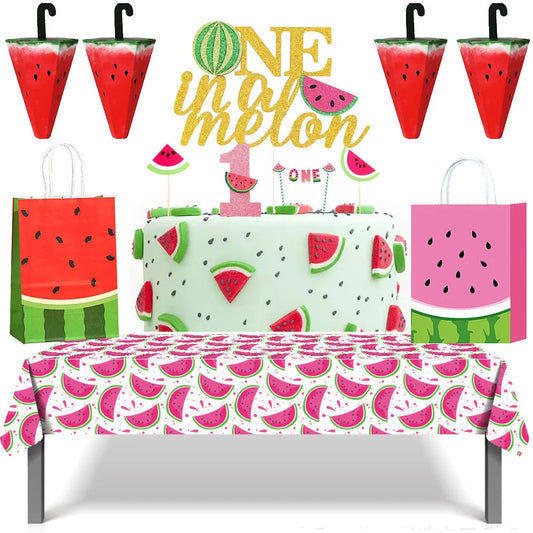One in a Melon Cupcake Topper Baby Kids 1st Birthday Party Cake Decor Watermelon Themed Party Supplies Baby Shower Girl Birthday Good Vibrations