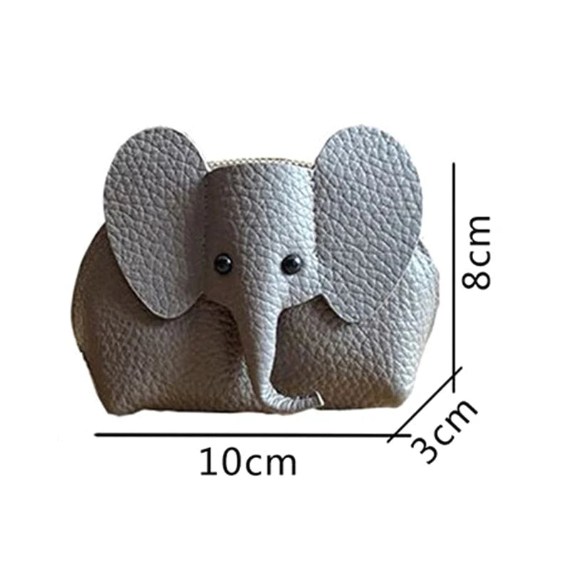 PU Leather Elephant Money Bag Women Coin Purse With Key Ring Multifunctional Zipper Storage Bags Key Case Good Vibrations