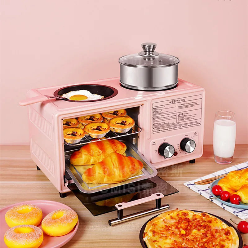 Household Electric 4 in 1 Breakfast Machine Mini Bread Toaster Baking Oven Omelette Fry Pan Hot Pot Boiler Food Steamer Good Vibrations Adult Super Store