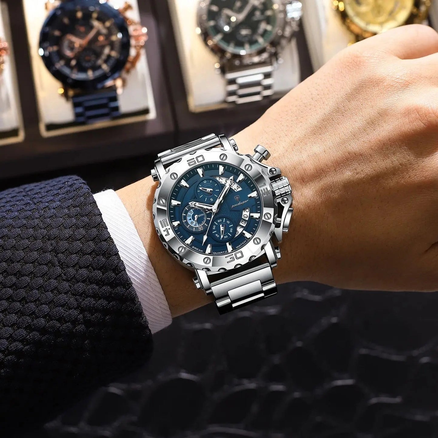 POEDAGAR Luxury Watch For Men Calendar Luminous Waterproof Man Clock Male Chronograph Stainless Steel Men's Quartz Watches Reloj Good Vibrations