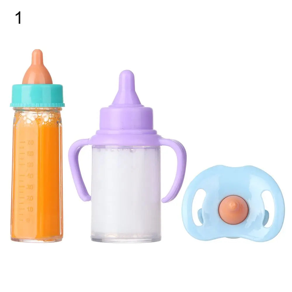 18inch Baby Doll Magic Milk Juice Bottles+Pacifier Bibs fit Newborn Baby Dolls, Plastic Nipple Bottle For Toys Reborn Dolls Good Vibrations