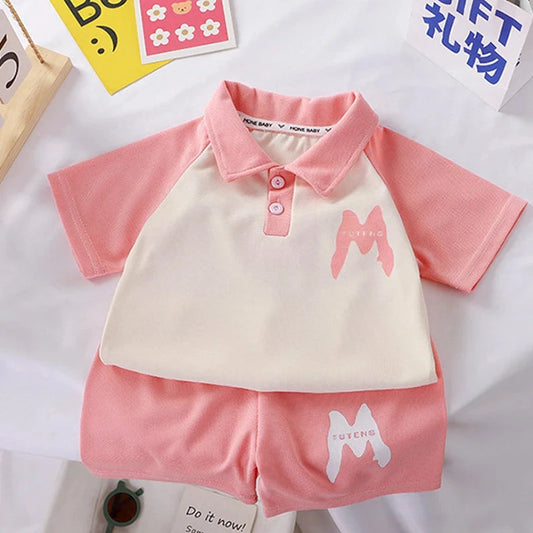 Children Clothing Kids Clothes Quick Drying Polo Shirt Sets Boys T-shirt Shorts Summer Cotton Short Sleeve Fashion Suit2PCS Good Vibrations