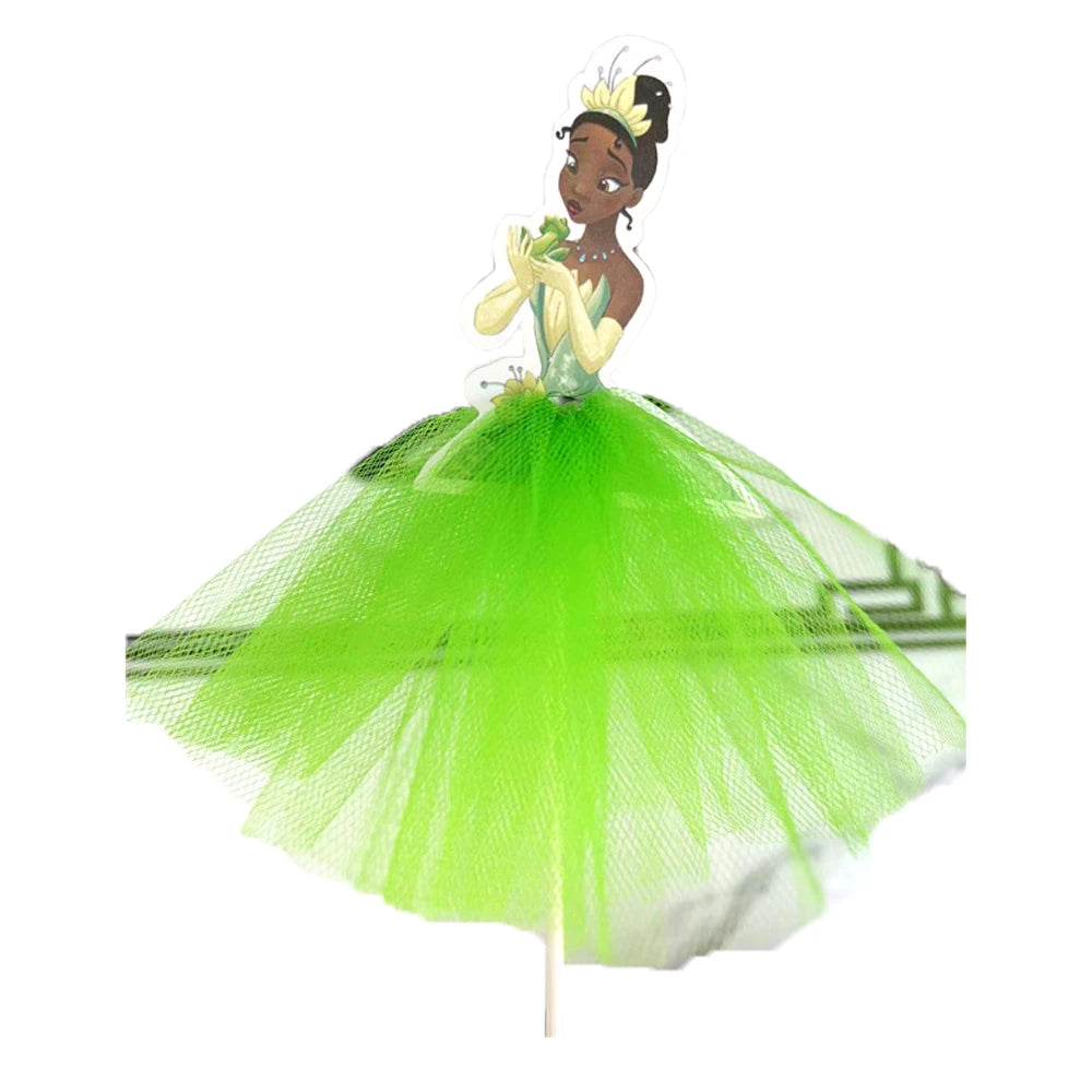 1pcs/lot Tangled Snow White Jasmine Princess Theme Birthday Party Girls Favor Decorate Tiana Beauty Beast Design Cupcake Toppers Good Vibrations