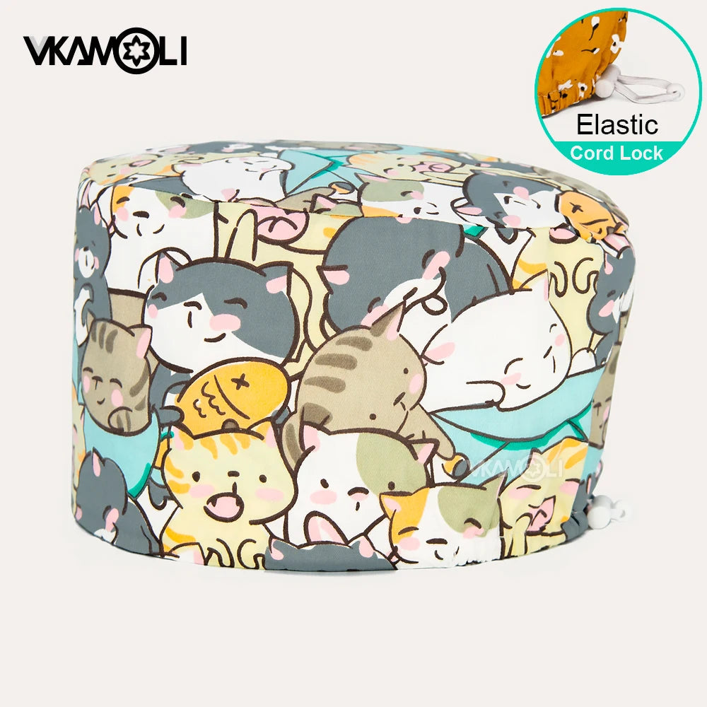 Surgical hats with various prints of hats for doctors and nurses scrub hat Good Vibrations