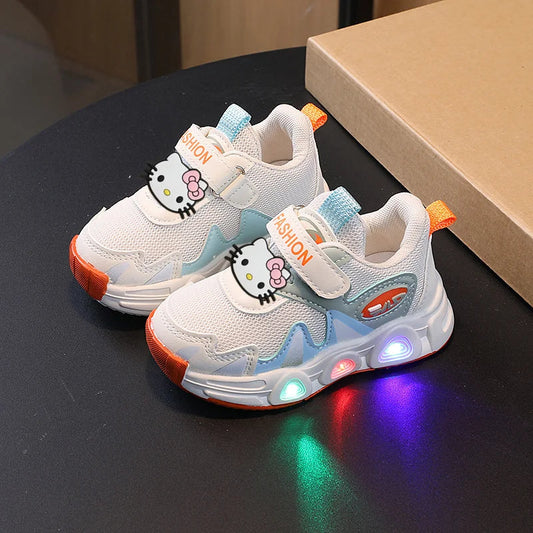 Sanrio hello kitty children mesh breathable Casual shoes luminous Sneakers boy girl non-slip running shoes baby toddler shoes Good Vibrations