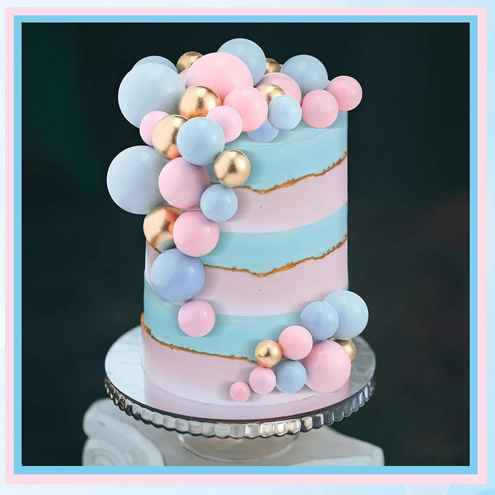 20Pcs Balls Cake Topper Pink Blue Gold Cake Balls Baking Decoration Birthday Wedding Anniversary Cake Picks Insert Toppers Decor Good Vibrations