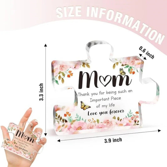 Gifts for Mom - Cute Engraved Acrylic Block Puzzle Piece - Adorable Mum Gift from Son, Daughter - Fun Christmas, Mothers Day, Good Vibrations