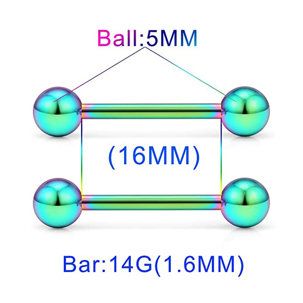 14G Tongue Rings Nipple Rings Surgical Steel Barbell Nipplering Body Piercing Jewelry for Women Men 12MM 14MM 16MM 18MM Bar Leng Good Vibrations Adult Super Store