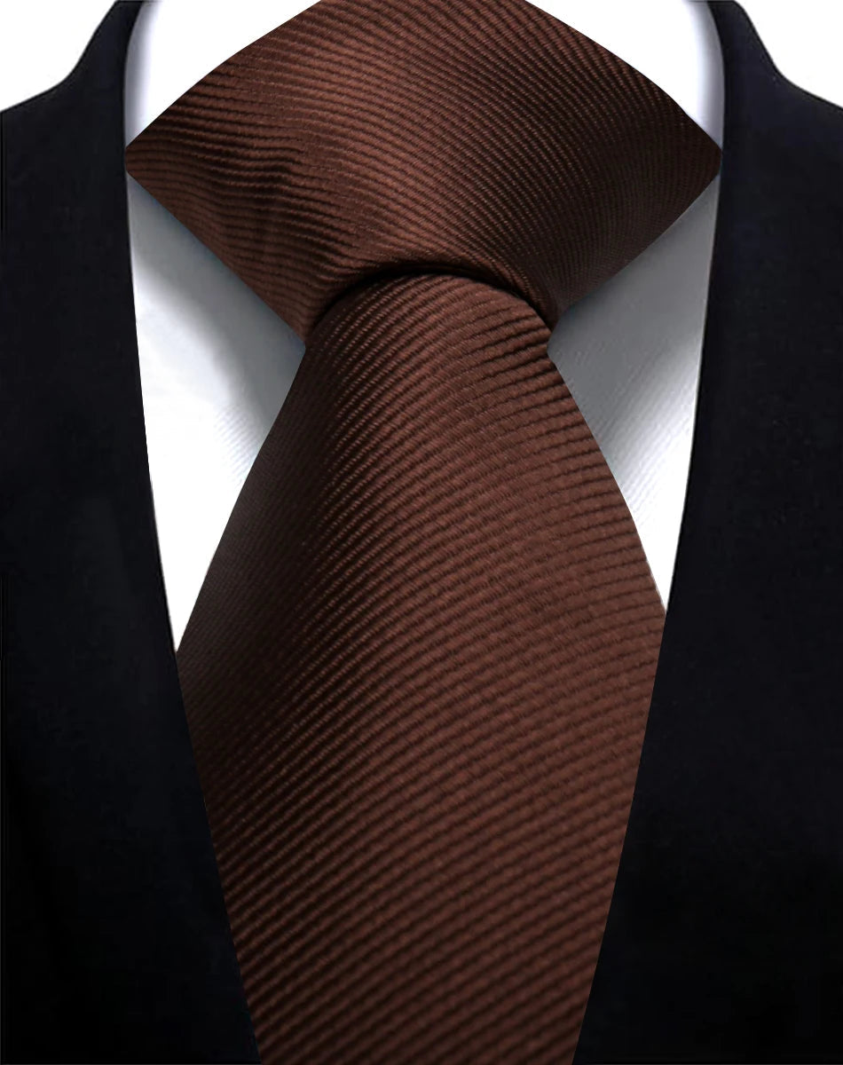 Ties For Men Solid Necktie Wedding Business Ties 7.5cm Slim Coffee Wine Classic Neckties Mens Business Gift Fashion Gravats Good Vibrations