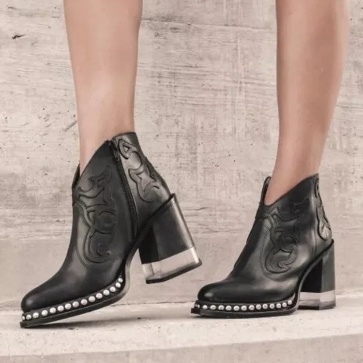 Platform Boots Autumn Female Ankle Boots PU Leather Embroidery Soft Short Boots Party Evening Footwear Zapatos De Mujer 35-43 Good Vibrations