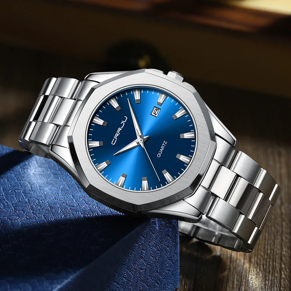 Watches for Men Classic with Date Business Dress Luxury Waterproof Luminous Mens Wrist Watch Analog Stainless Steel Men Watch Good Vibrations