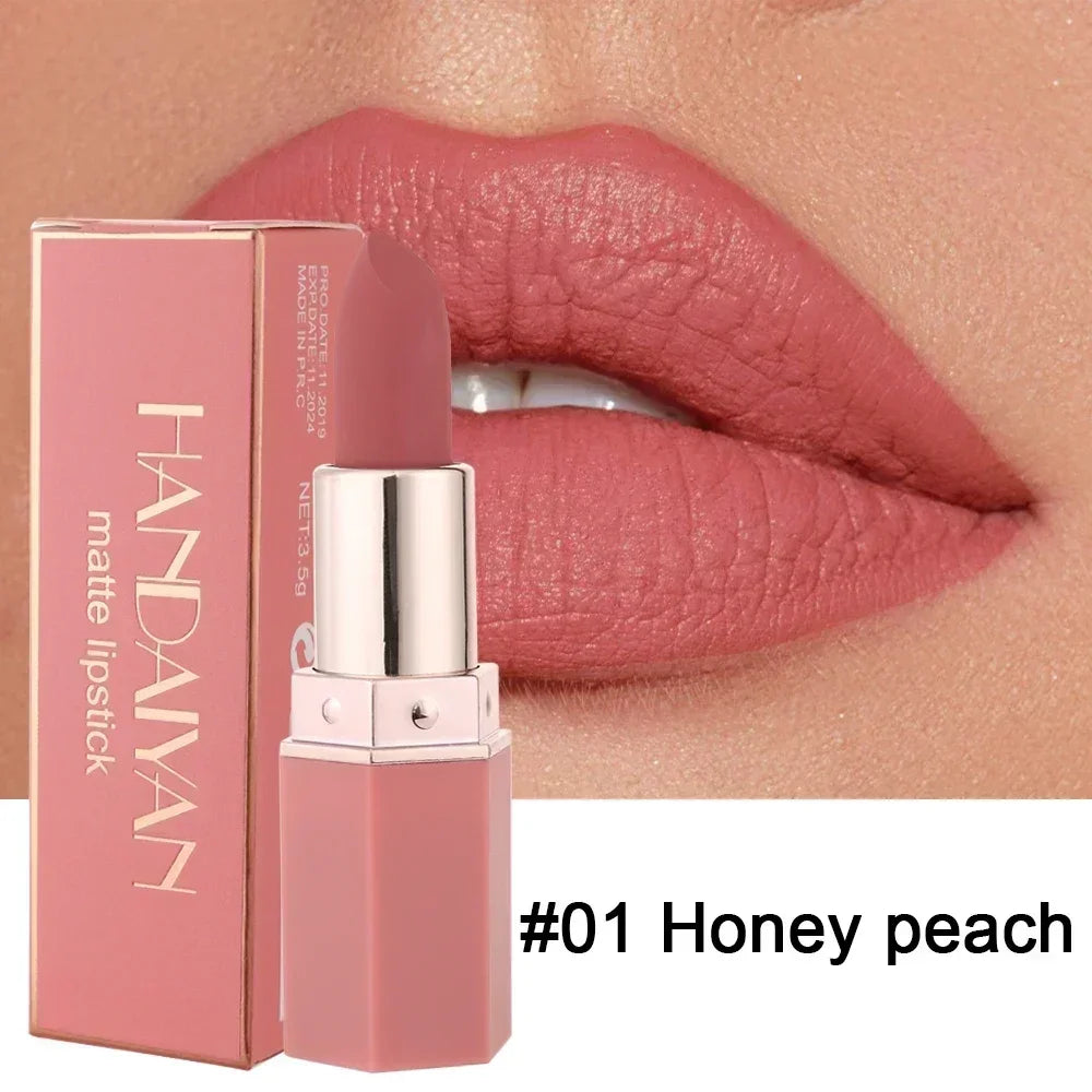 Long Lasting Velvet Matte Lipstick Waterproof Non-stick Cup Lip Sticks Sexy Nude Brown Red Pink Lipsticks Women Makeup Cosmetics Good Vibrations