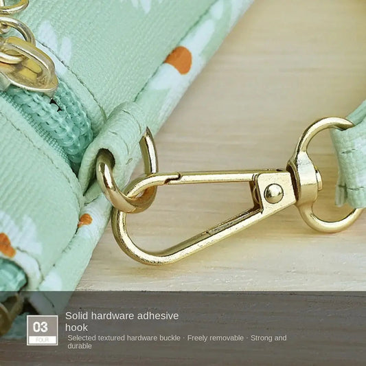 PU Leather Money Coin Purse Daisy Printed with wrist strap Credit Card Holoder Wear-resistant Zipper Pocket Purse Good Vibrations
