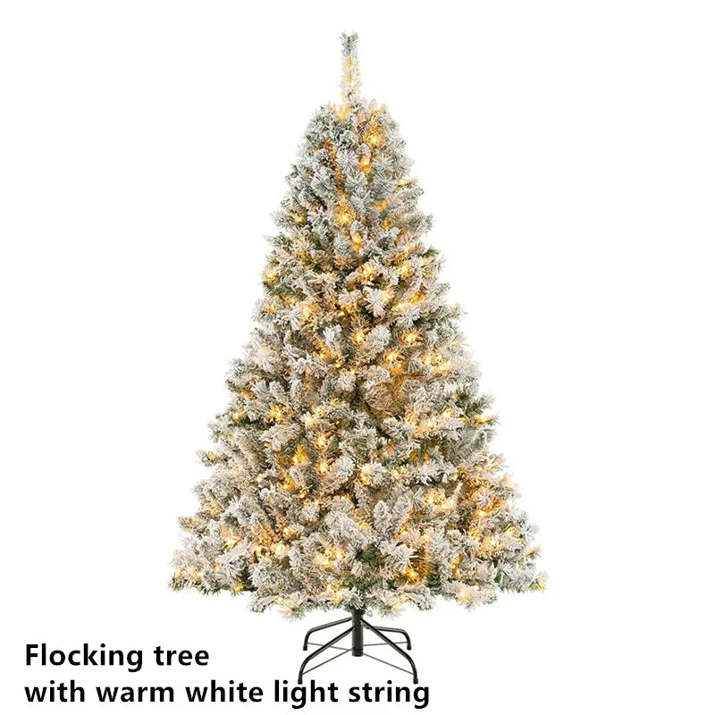 5 to 10ft Artificial Christmas Tree , Snow Flocked Full Prelighted Xmas Tree with 2084 Branch Tips, 900 Incandescent Lights Good Vibrations